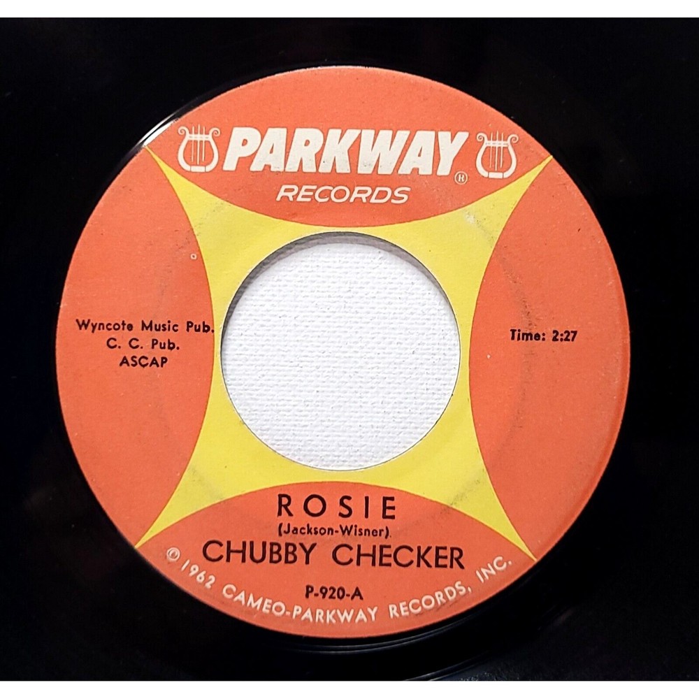 Chubby Checker Vinyl 45 Rosie / Lazy Elsie Molly on Parkway VG+ R&B/Rock & Roll